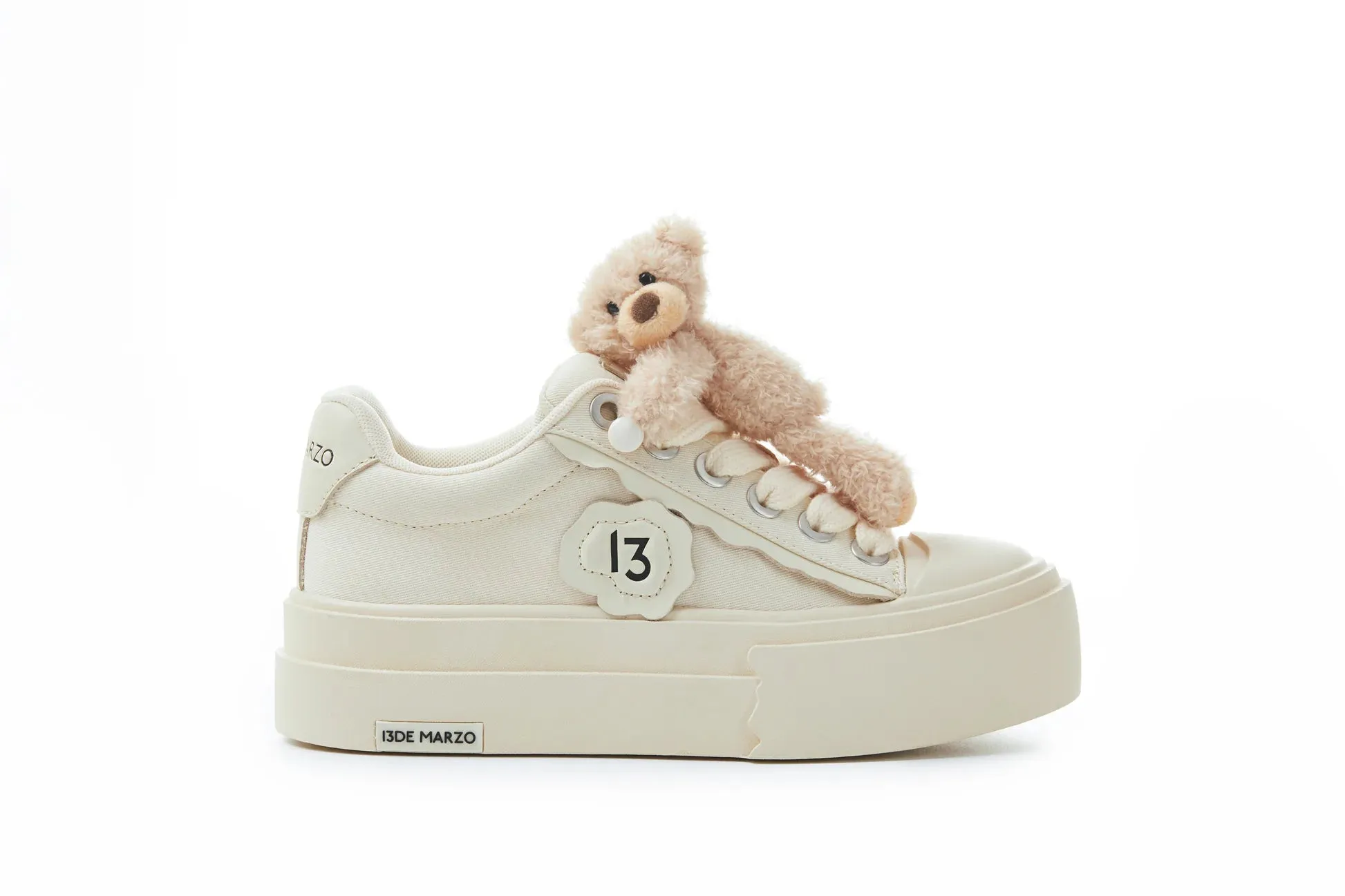 Bear Platform Sneakers in White