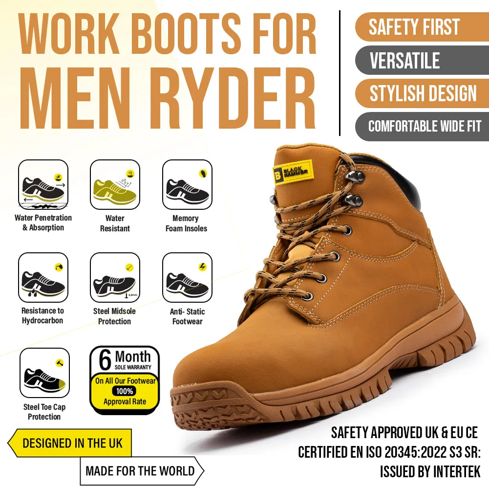 Black Hammer - Ryder Safety Boots Tan Brown