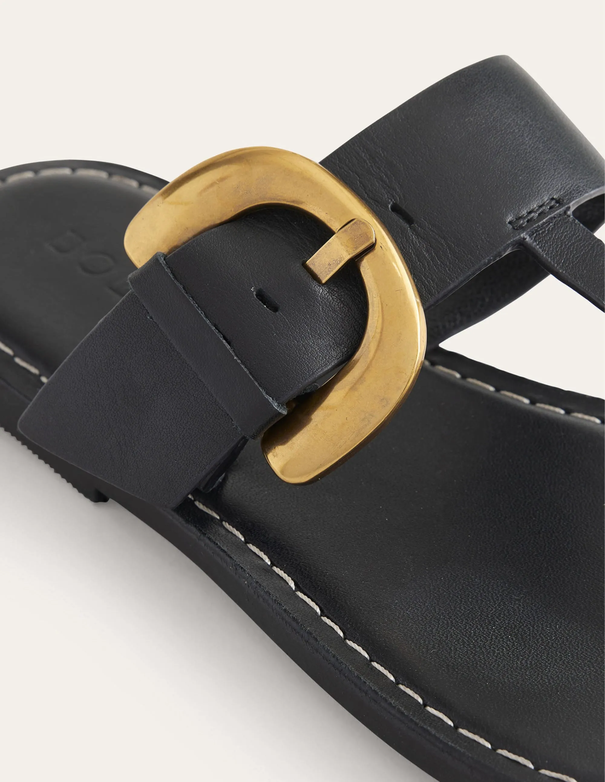 Buckled Toe-Post Sandals-Black