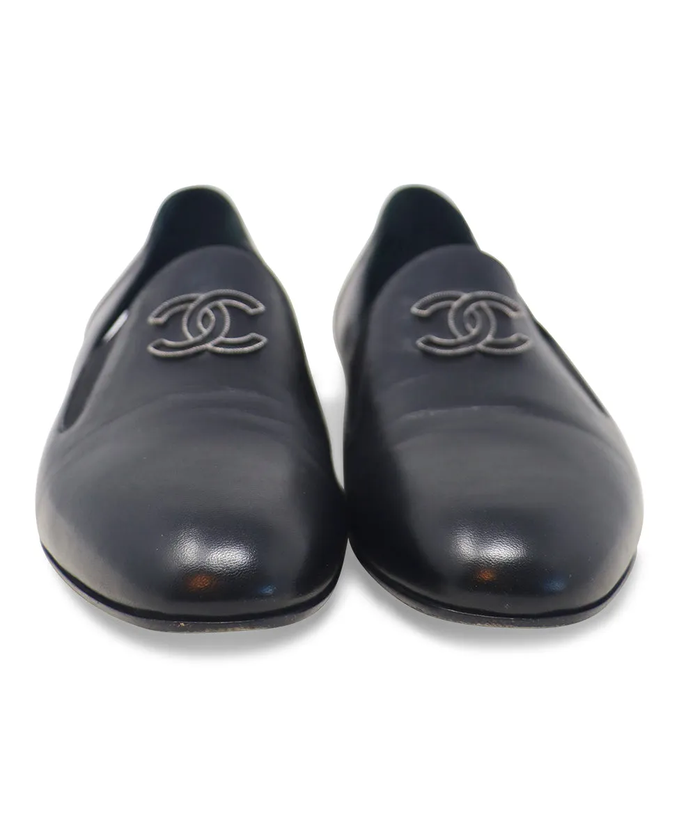 Chanel Black Leather Loafers sz 10