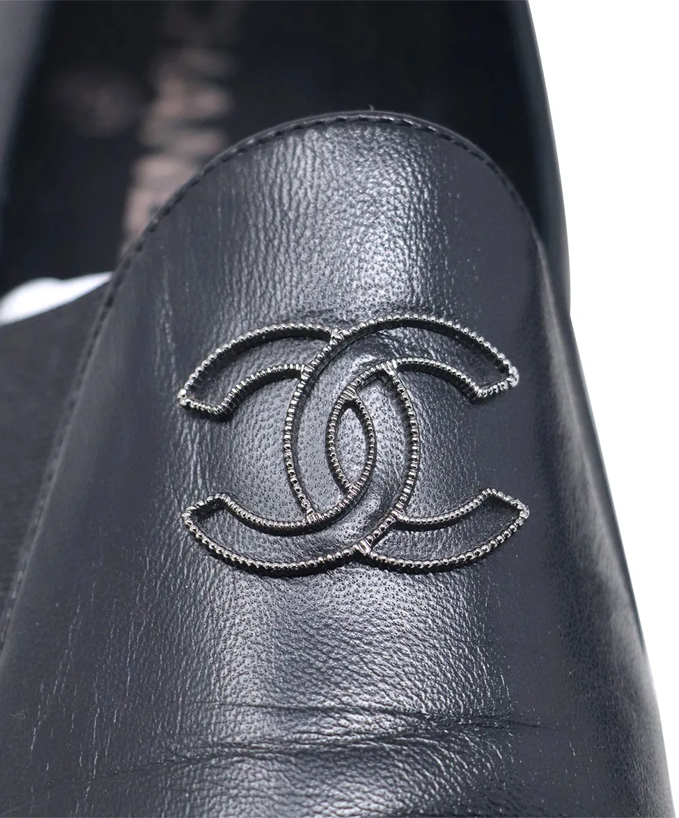 Chanel Black Leather Loafers sz 10