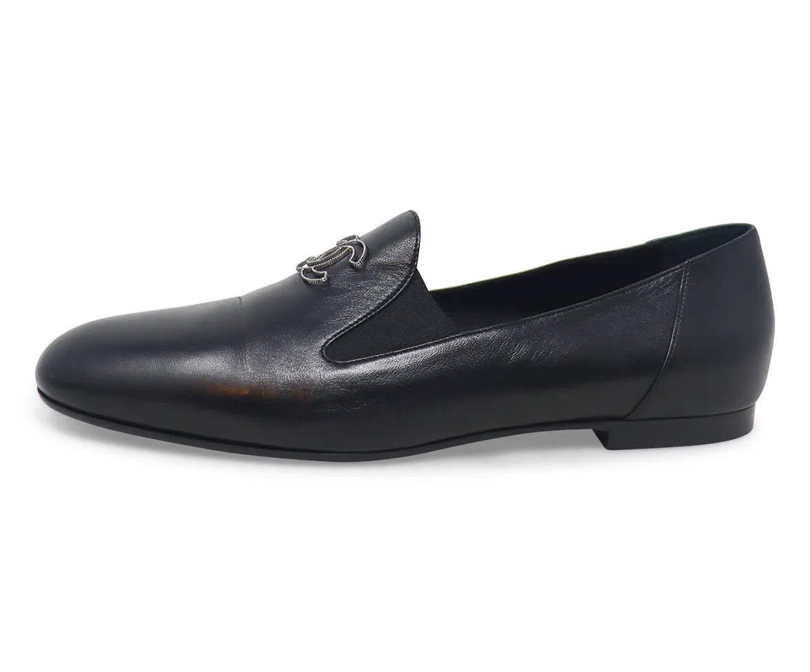 Chanel Black Leather Loafers sz 10