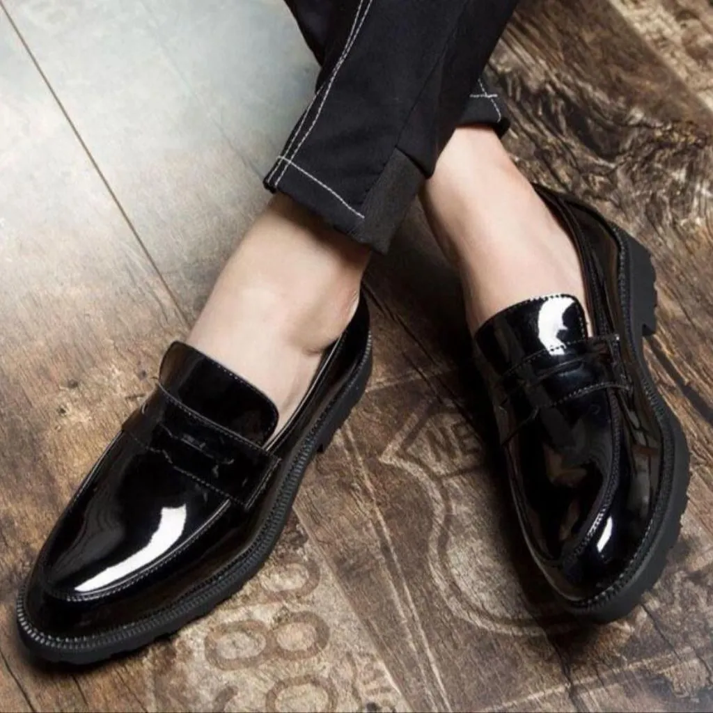 Classic Patent Slip-On Leather Loafers Shoes For Men