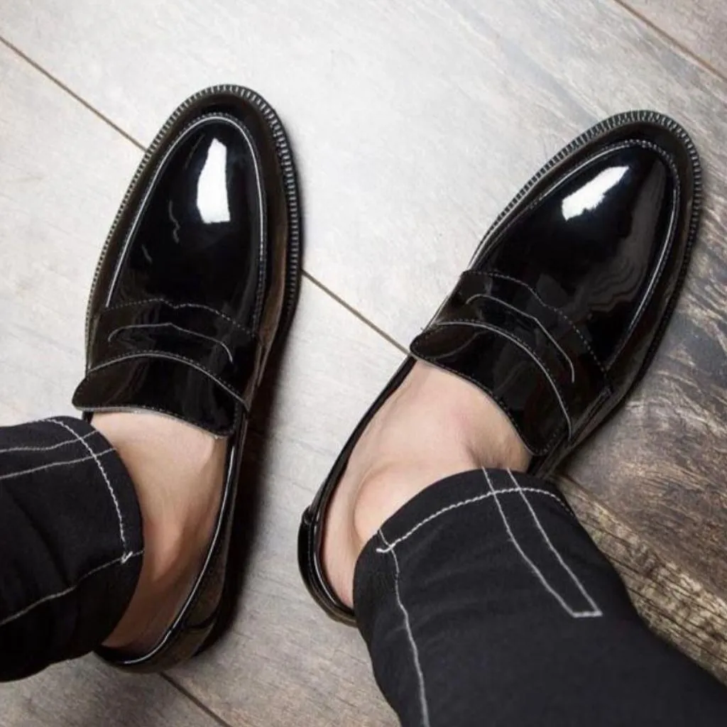 Classic Patent Slip-On Leather Loafers Shoes For Men