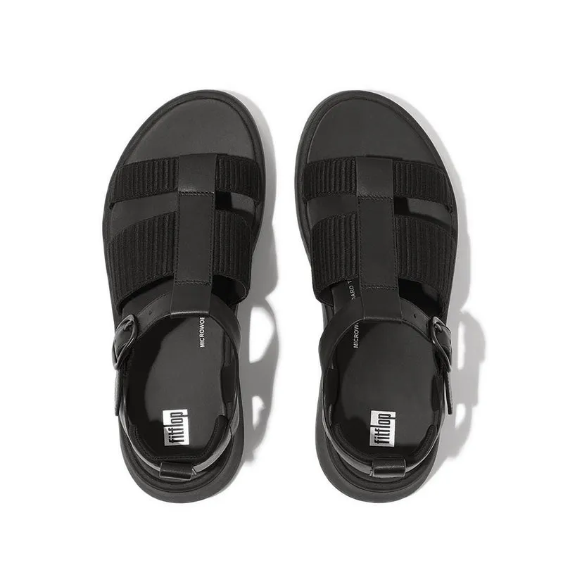 F-Mode Leather/Webbing Flatform Fisherman Sandals