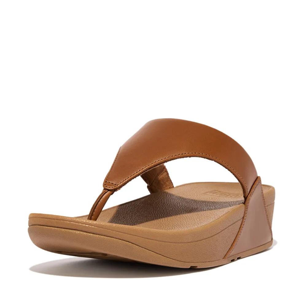 FitFlop Lulu Leather Toe Post Sandals Brown