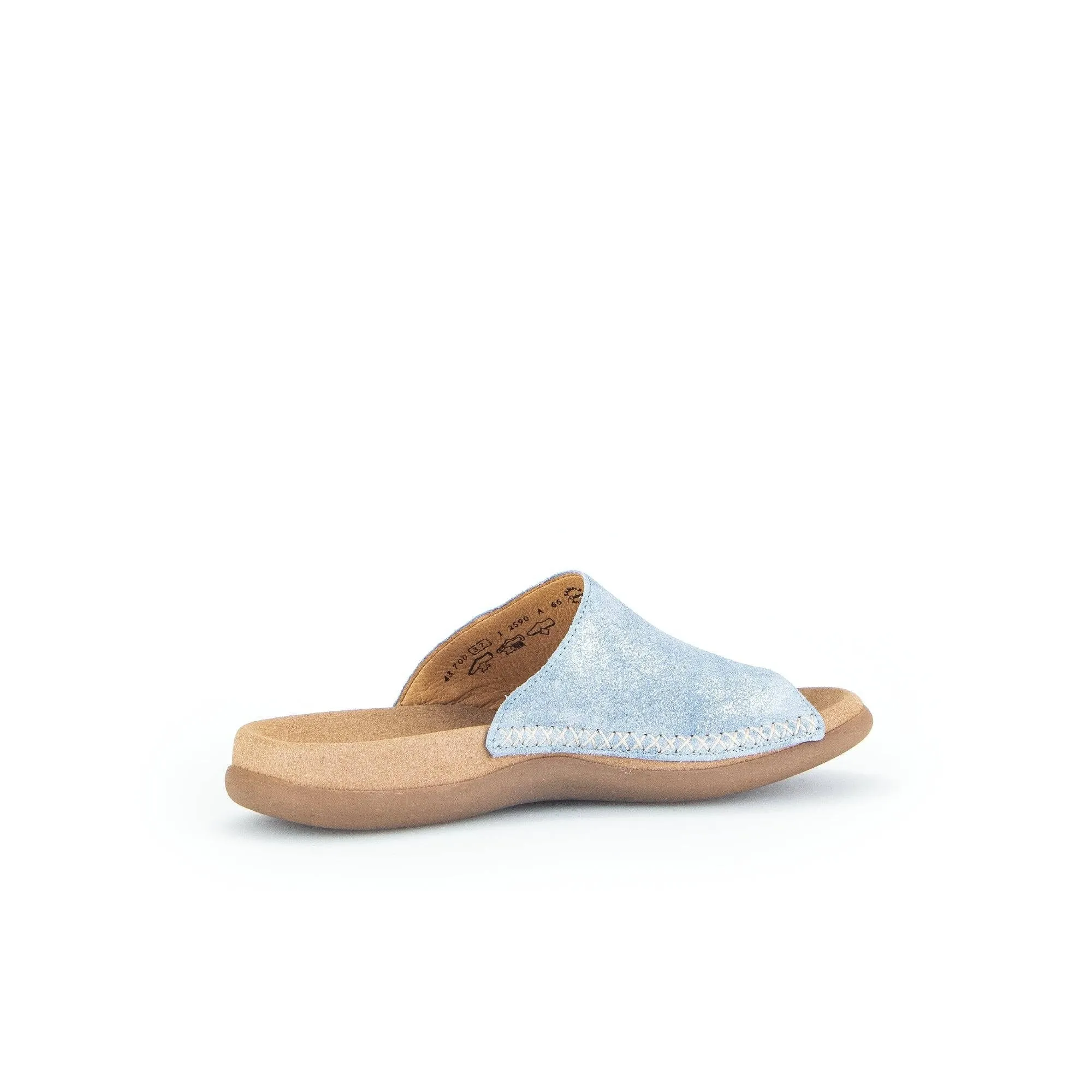 Gabor 43.700.66 Lanzarote Ladies Light Blue Leather Slip On Sandals