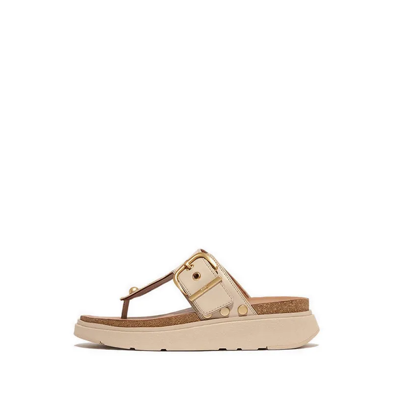 Gen-FF Buckle Flat-Stud Leather Toe-Post Sandals