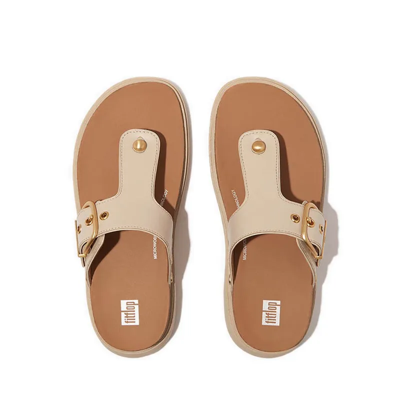 Gen-FF Buckle Flat-Stud Leather Toe-Post Sandals