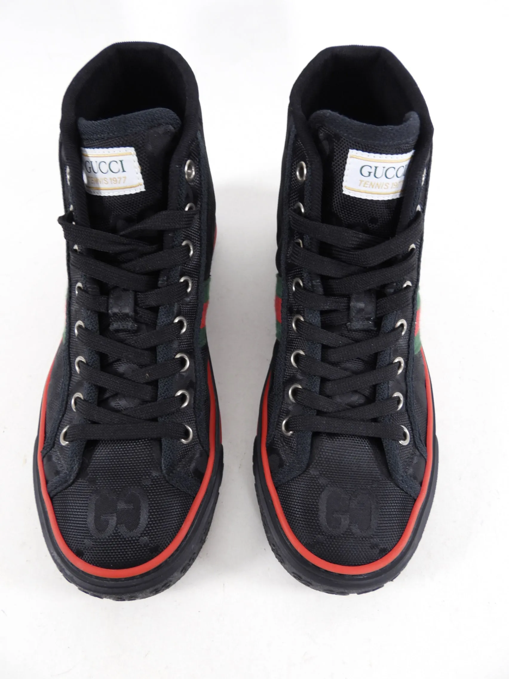 Gucci Black Monogram Web Stripe Off the Grid High Top Sneakers - 36