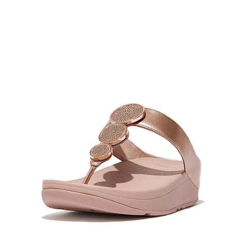 Halo Women's Bead-Circle Metallic Toe-Post Sandals