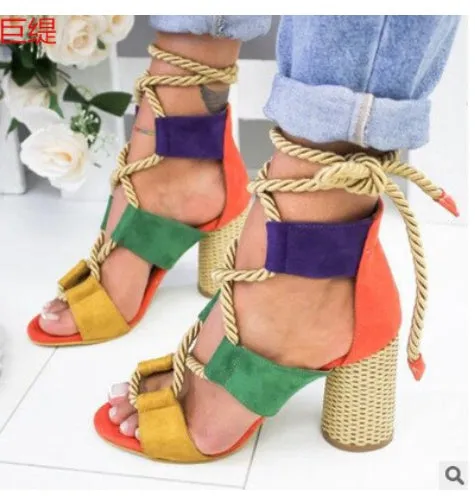 High Heels Gladiator Lace Up Platform Sandals