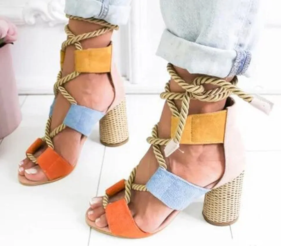 High Heels Gladiator Lace Up Platform Sandals