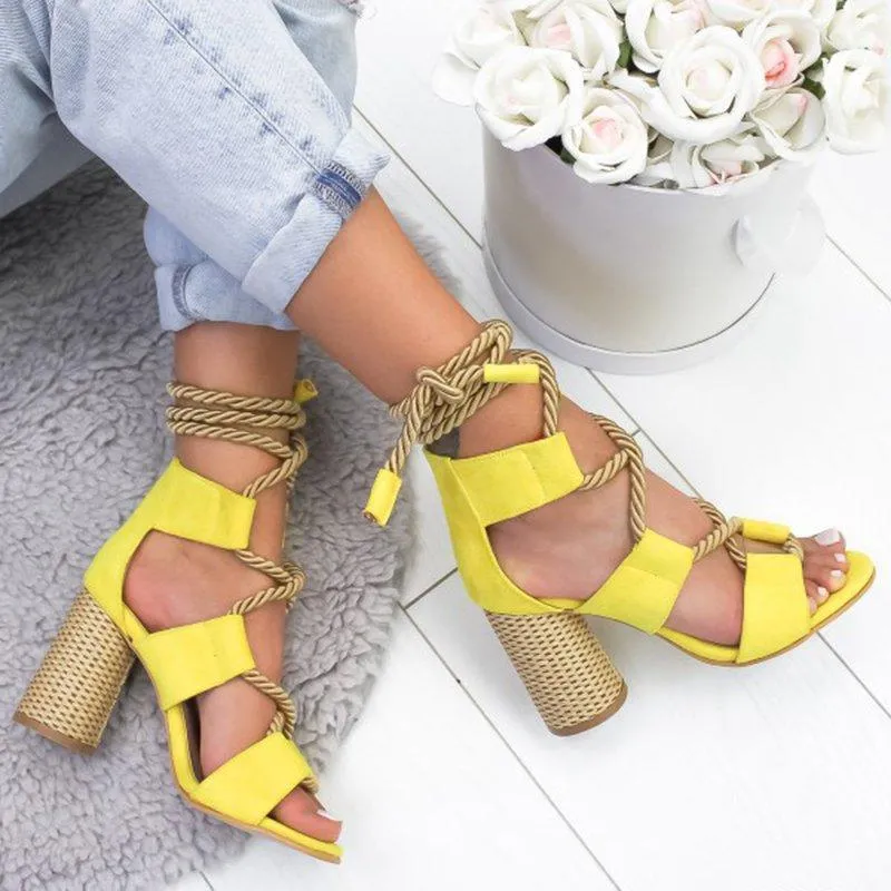 High Heels Gladiator Lace Up Platform Sandals