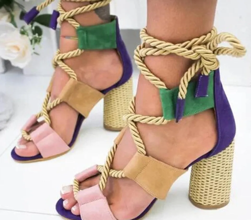 High Heels Gladiator Lace Up Platform Sandals