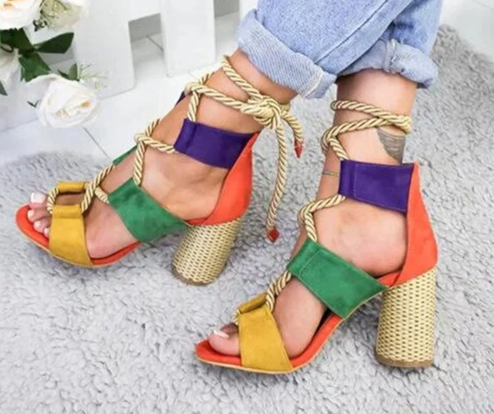 High Heels Gladiator Lace Up Platform Sandals