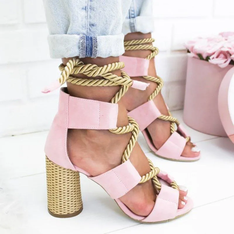 High Heels Gladiator Lace Up Platform Sandals