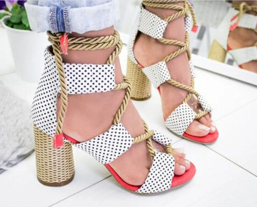 High Heels Gladiator Lace Up Platform Sandals