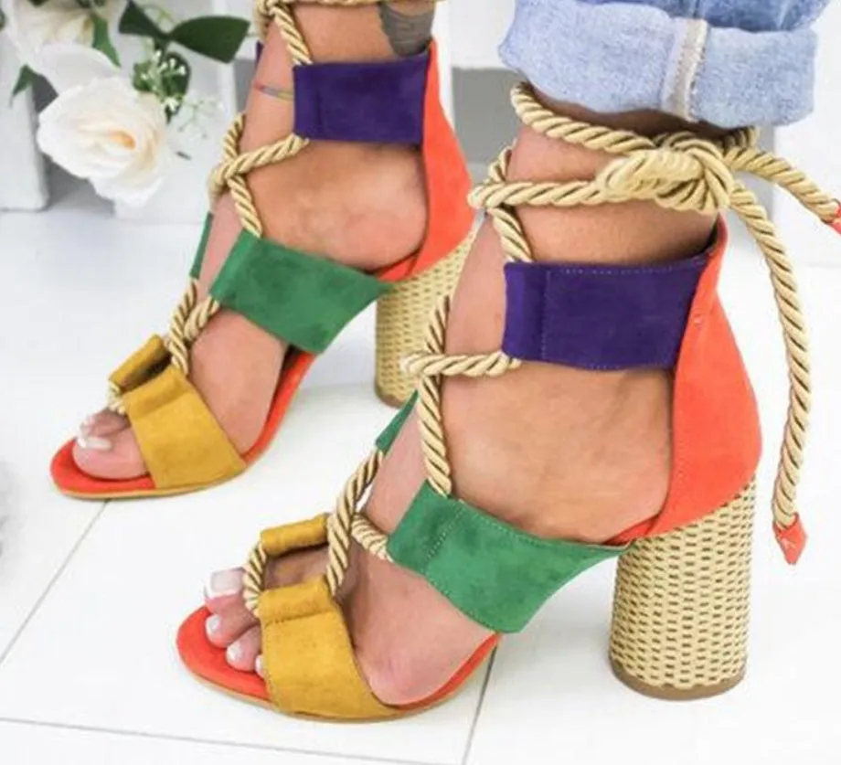 High Heels Gladiator Lace Up Platform Sandals