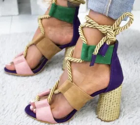 High Heels Gladiator Lace Up Platform Sandals