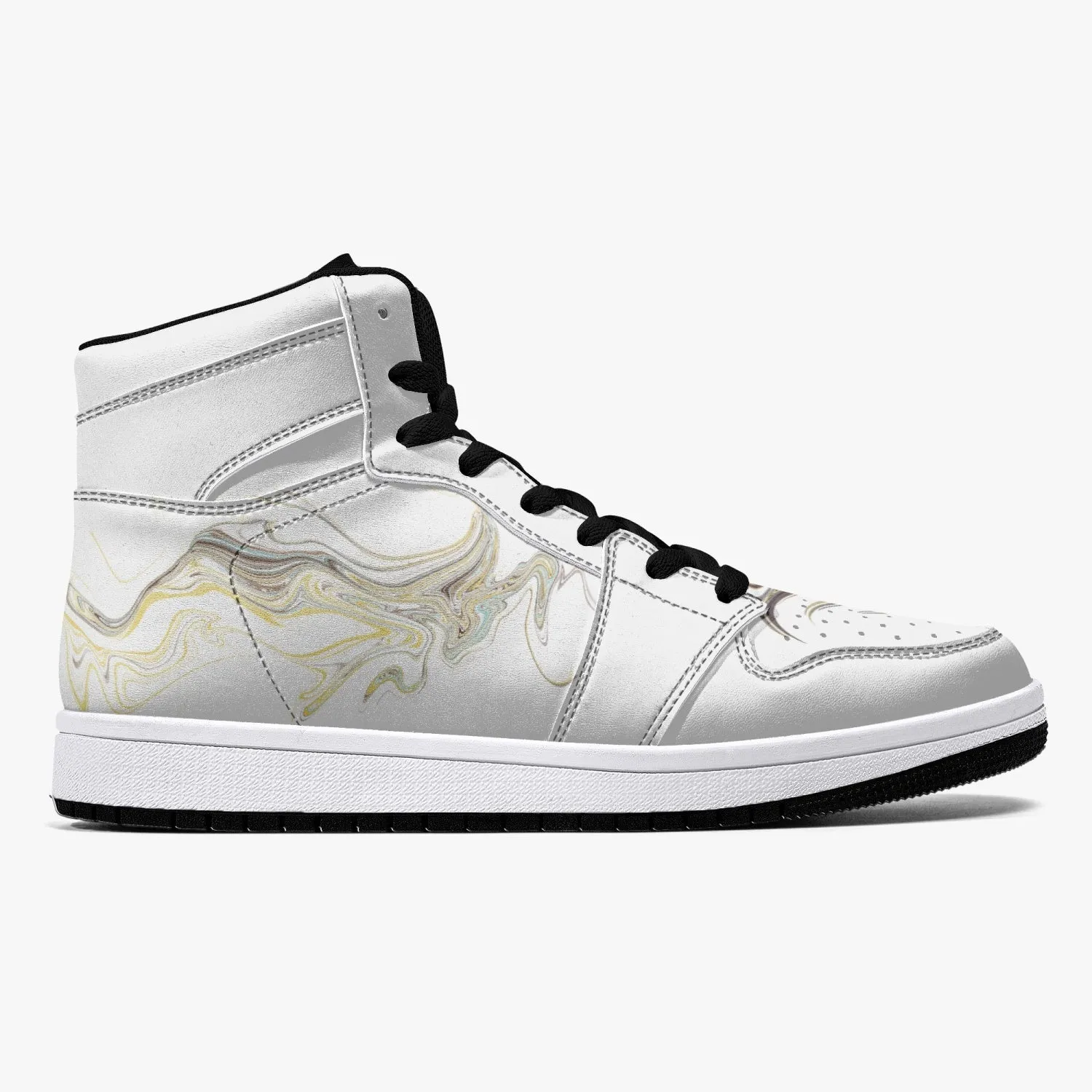 High-Top Leather Sneakers - White / Black