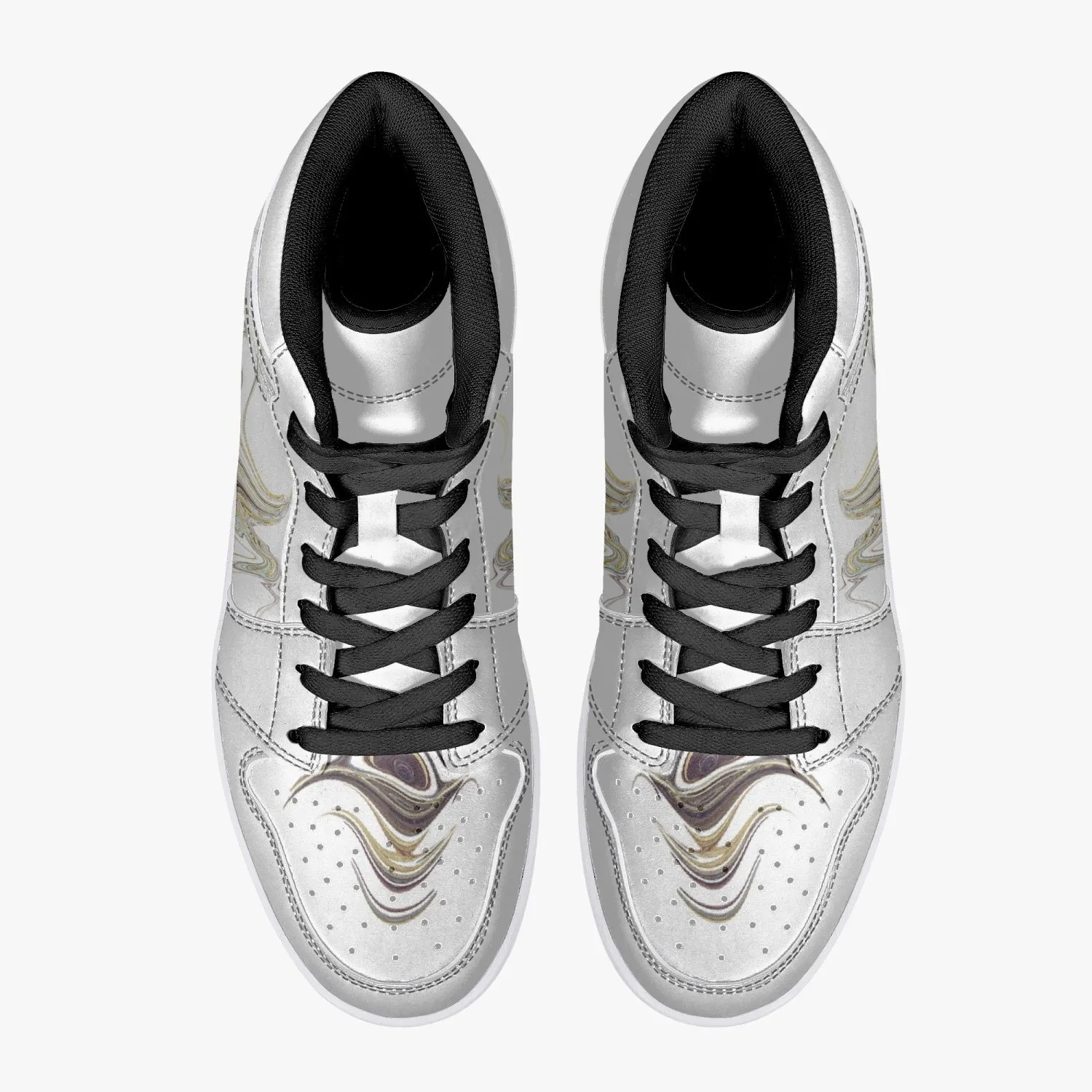 High-Top Leather Sneakers - White / Black