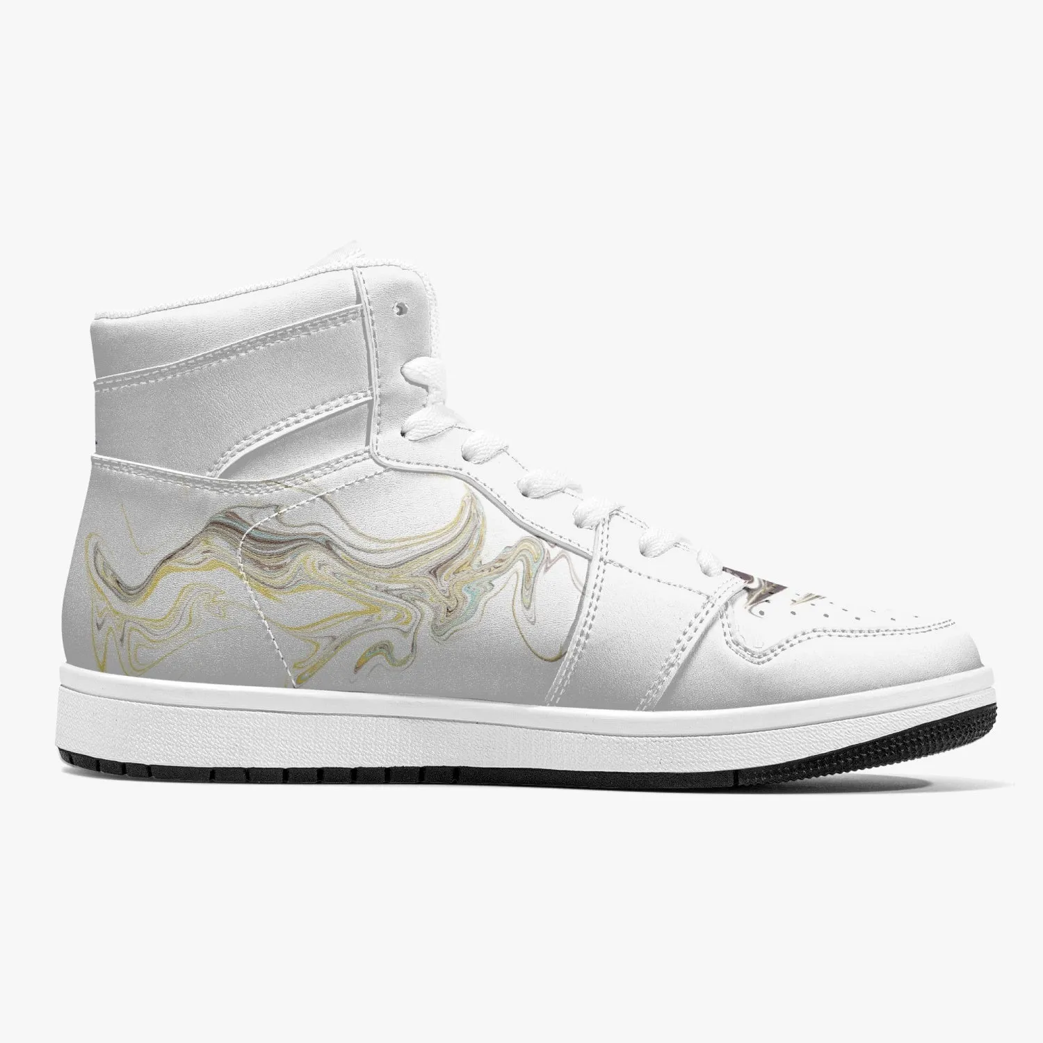 High-Top Leather Sneakers - White / Black