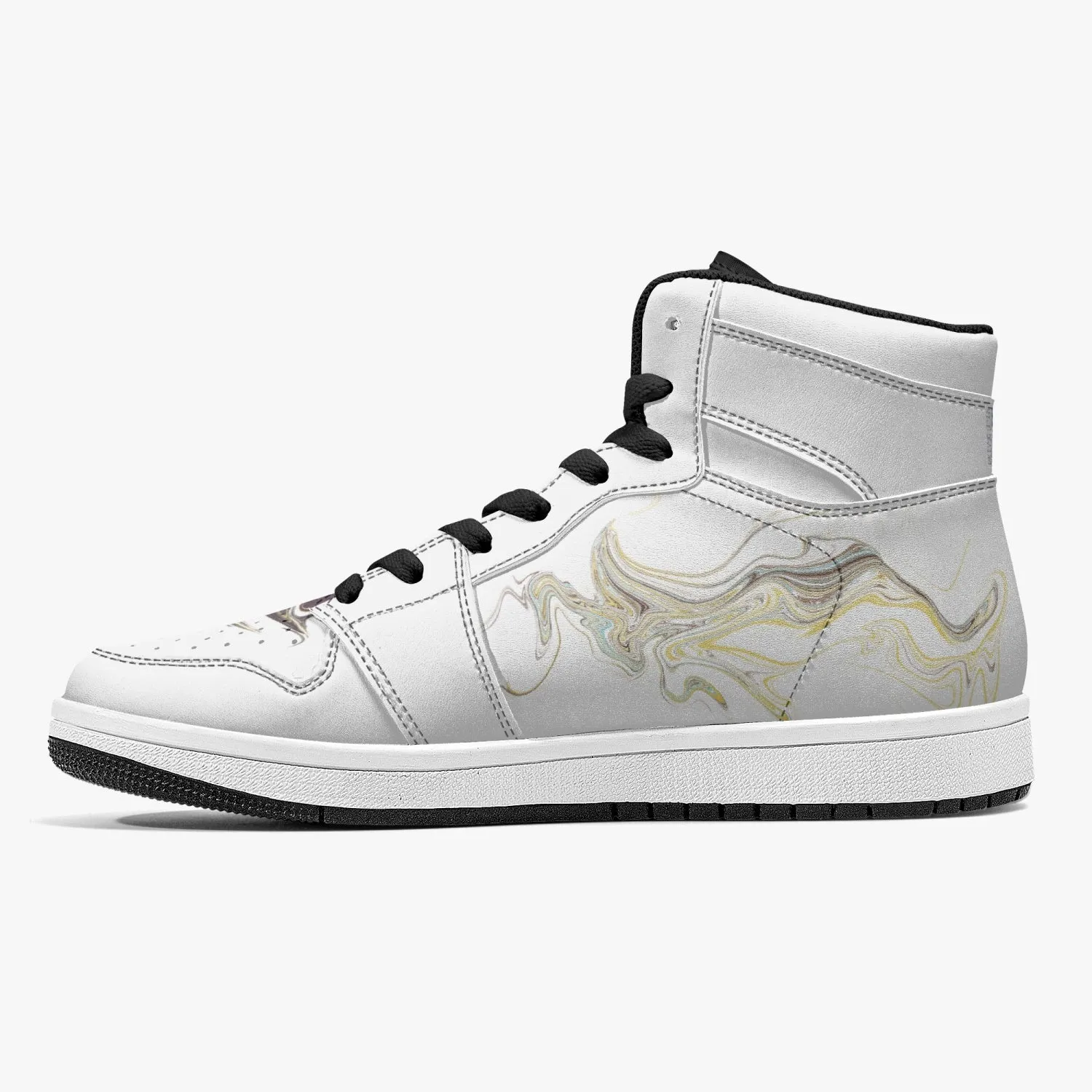 High-Top Leather Sneakers - White / Black