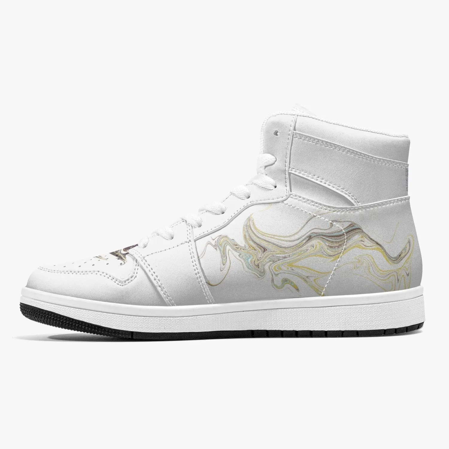 High-Top Leather Sneakers - White / Black