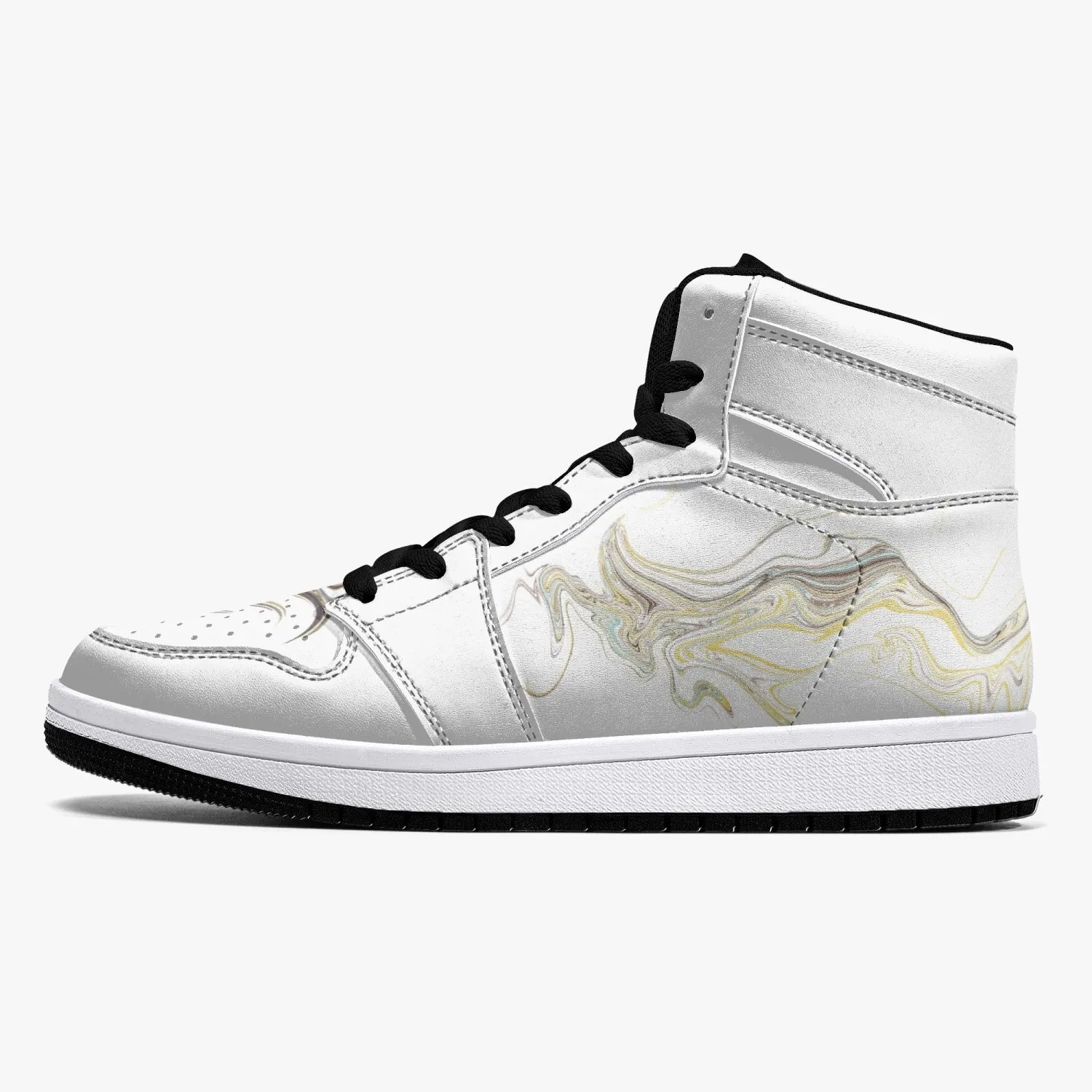 High-Top Leather Sneakers - White / Black