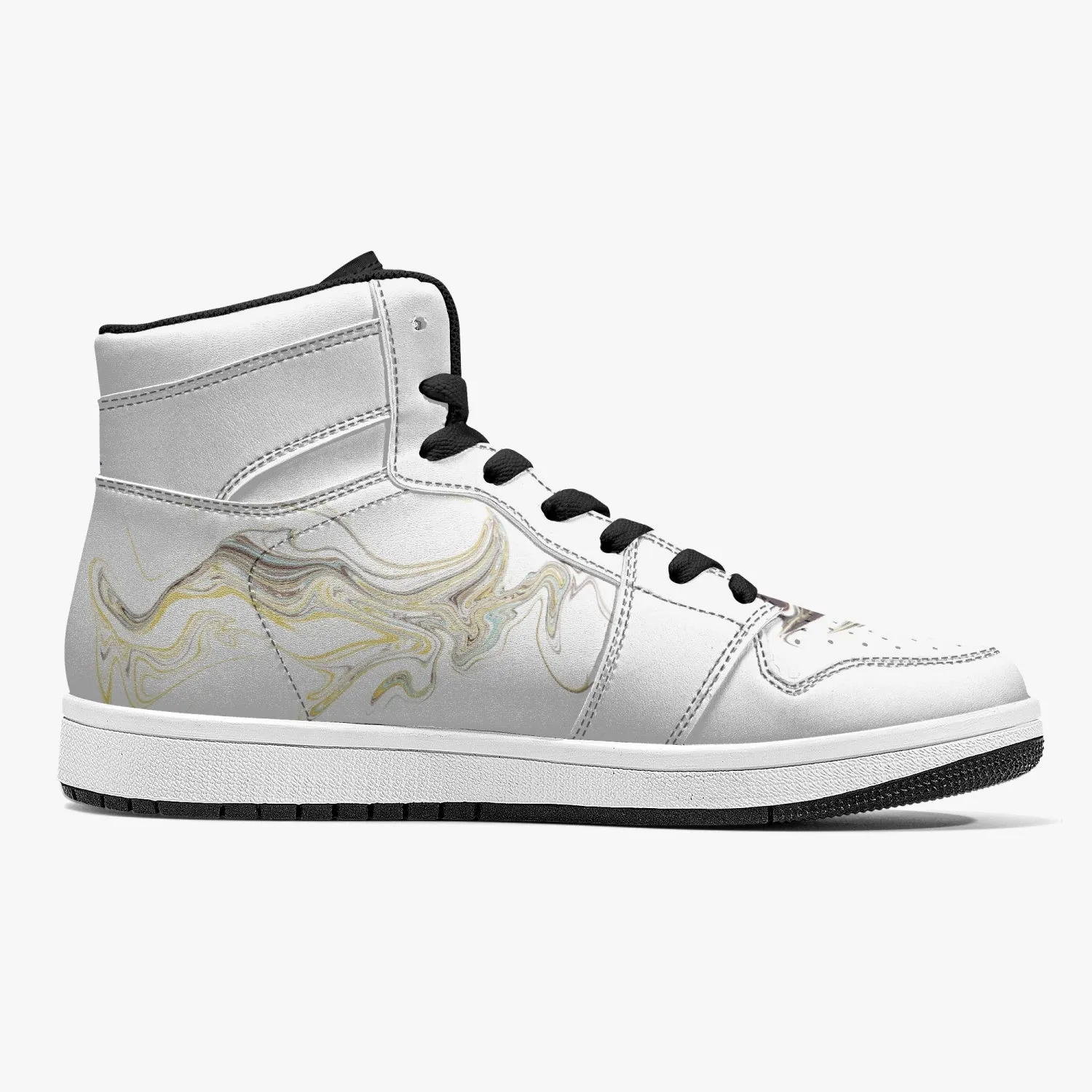 High-Top Leather Sneakers - White / Black