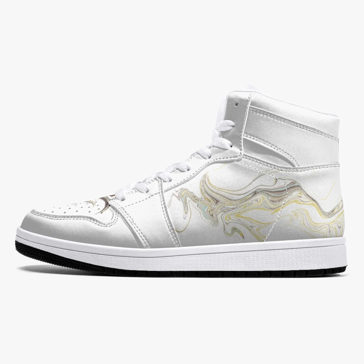 High-Top Leather Sneakers - White / Black