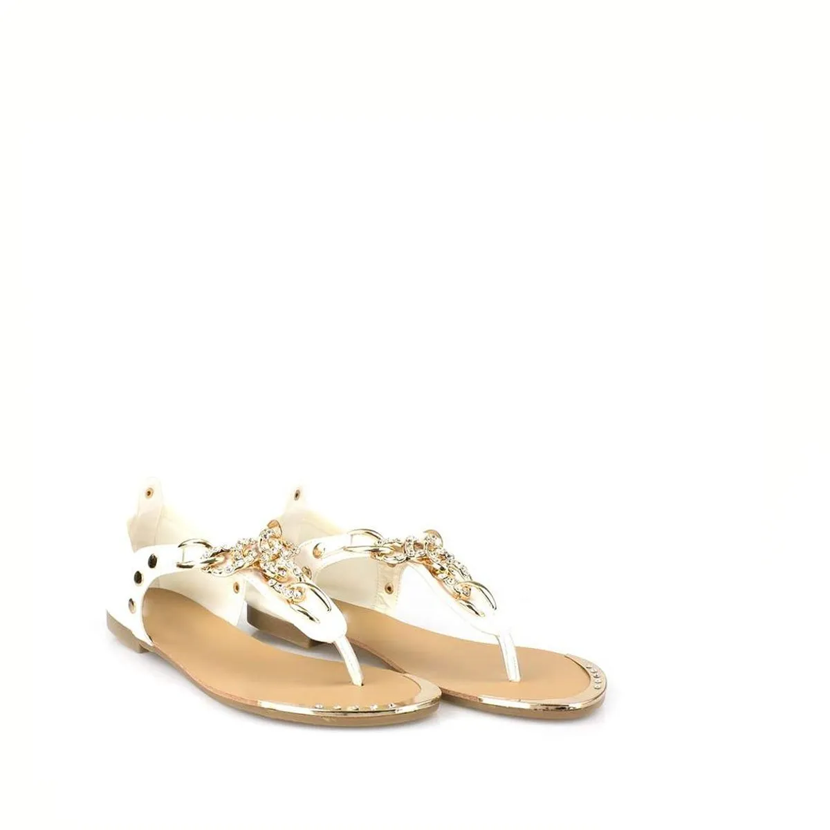 Lucie Flat Toe Post Diamante Chain