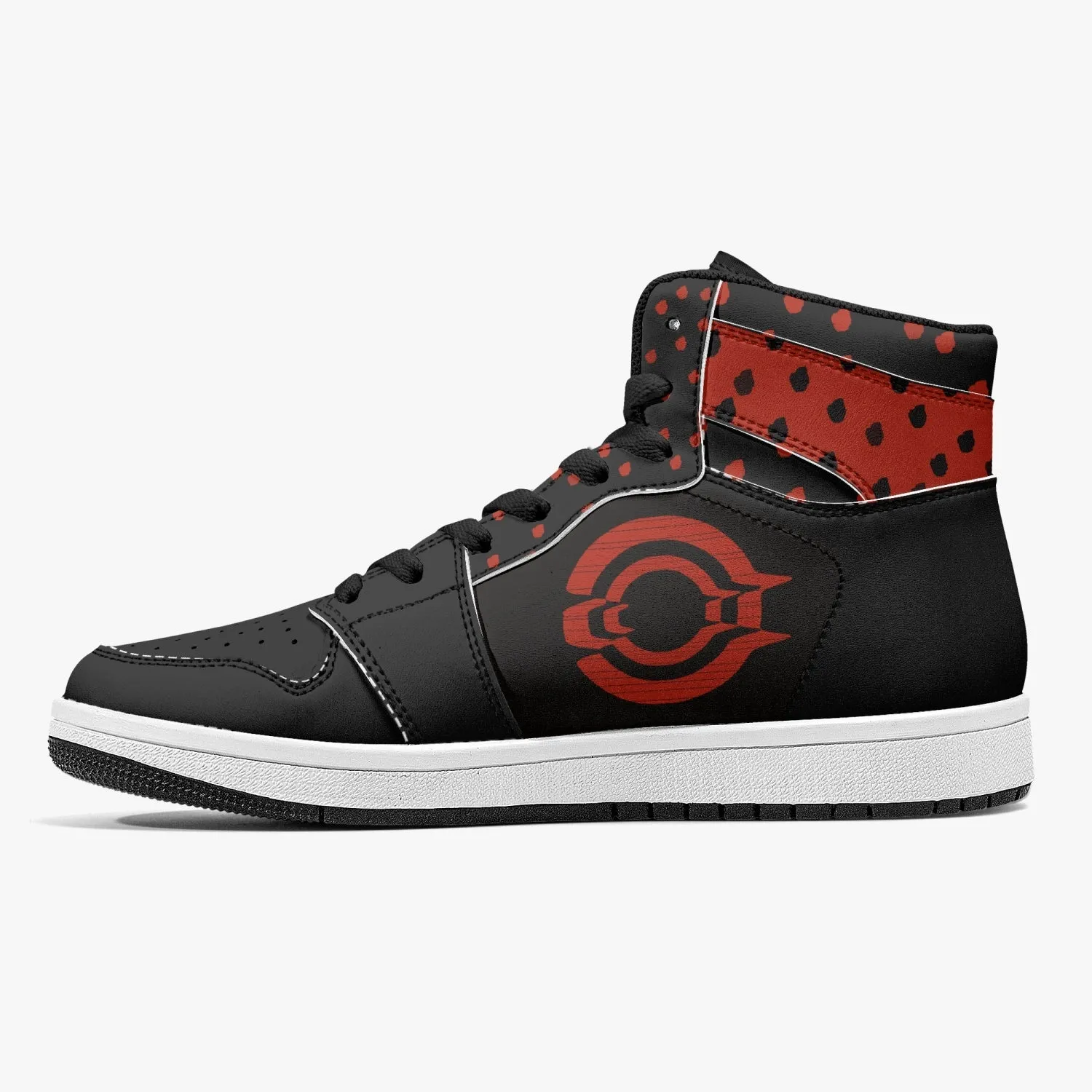 OOTAMAWAE Original Brand High-Top Leather Sneakers - Black $ Red Dots