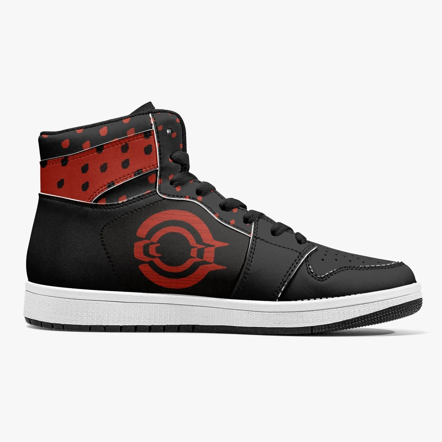 OOTAMAWAE Original Brand High-Top Leather Sneakers - Black $ Red Dots