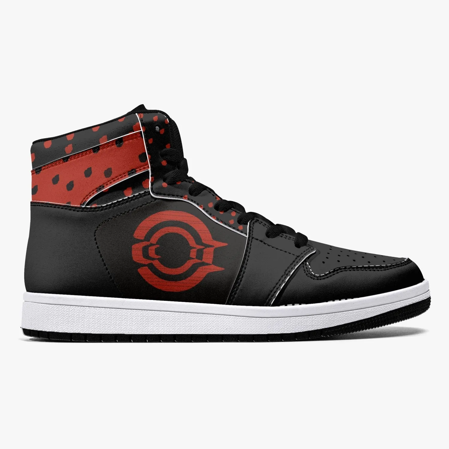 OOTAMAWAE Original Brand High-Top Leather Sneakers - Black $ Red Dots