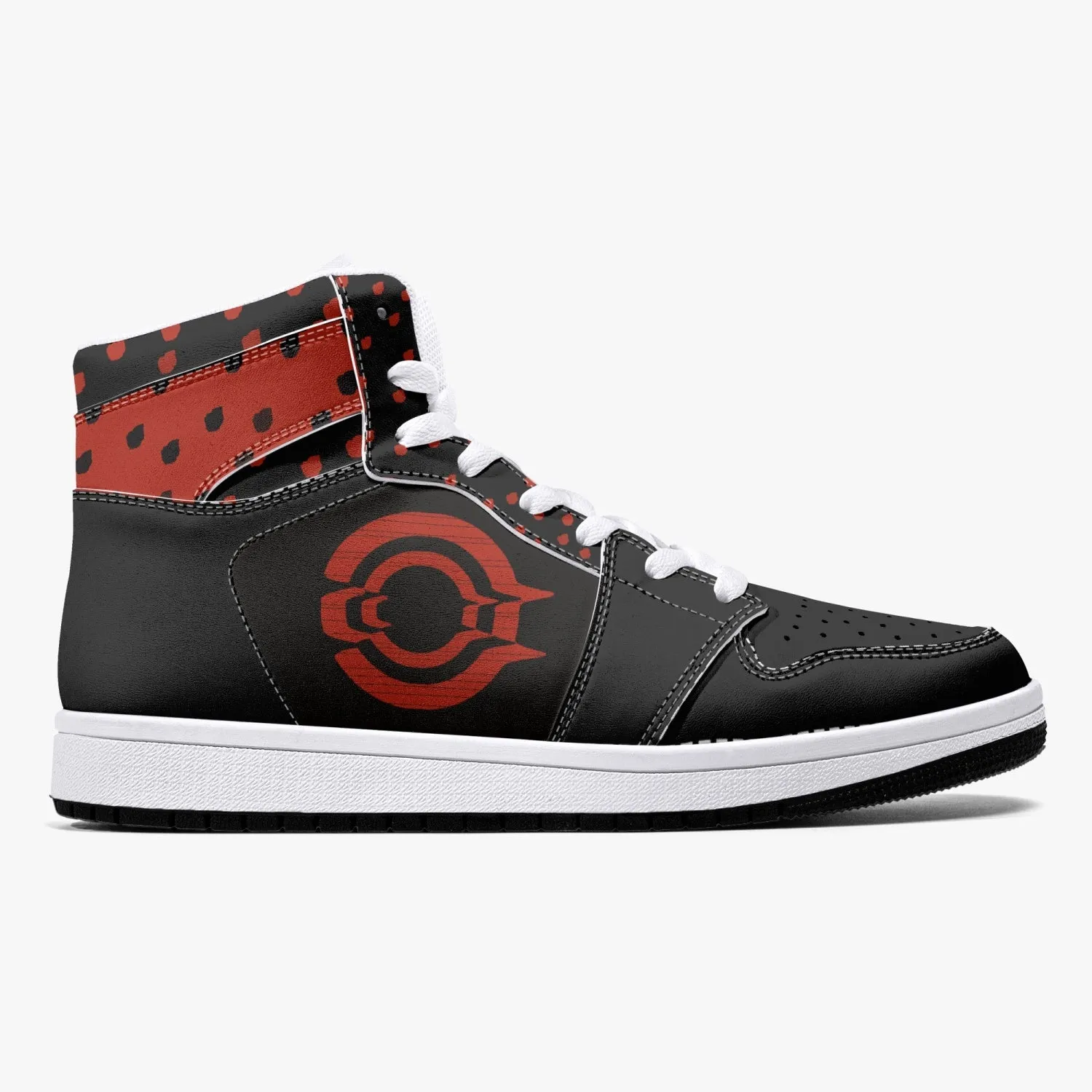 OOTAMAWAE Original Brand High-Top Leather Sneakers - Black $ Red Dots