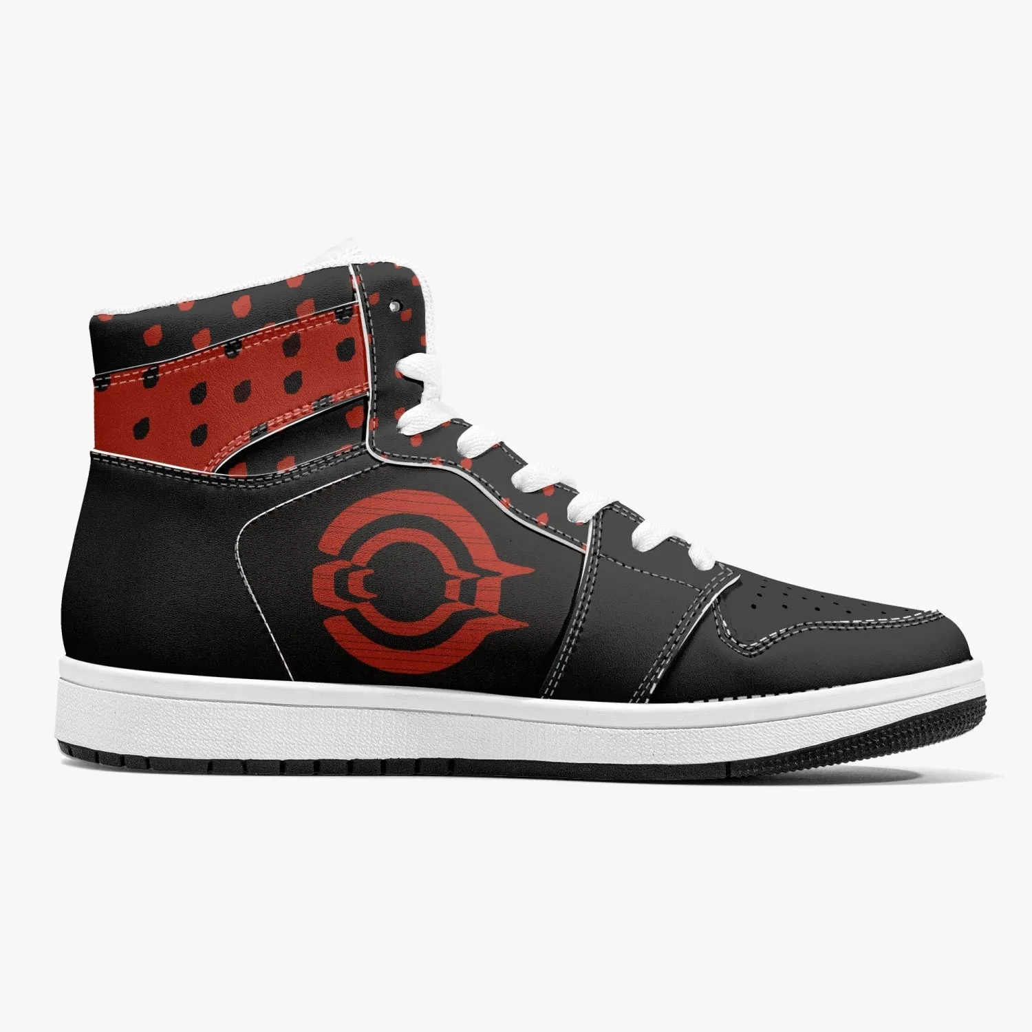 OOTAMAWAE Original Brand High-Top Leather Sneakers - Black $ Red Dots