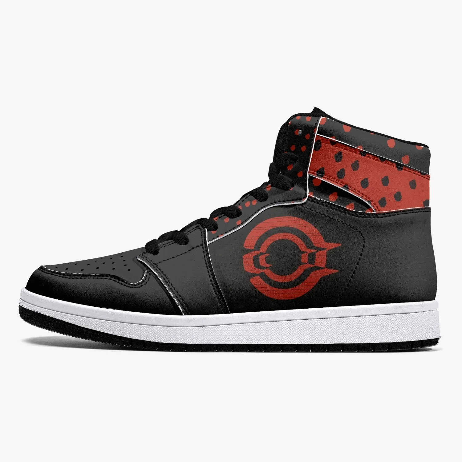 OOTAMAWAE Original Brand High-Top Leather Sneakers - Black $ Red Dots