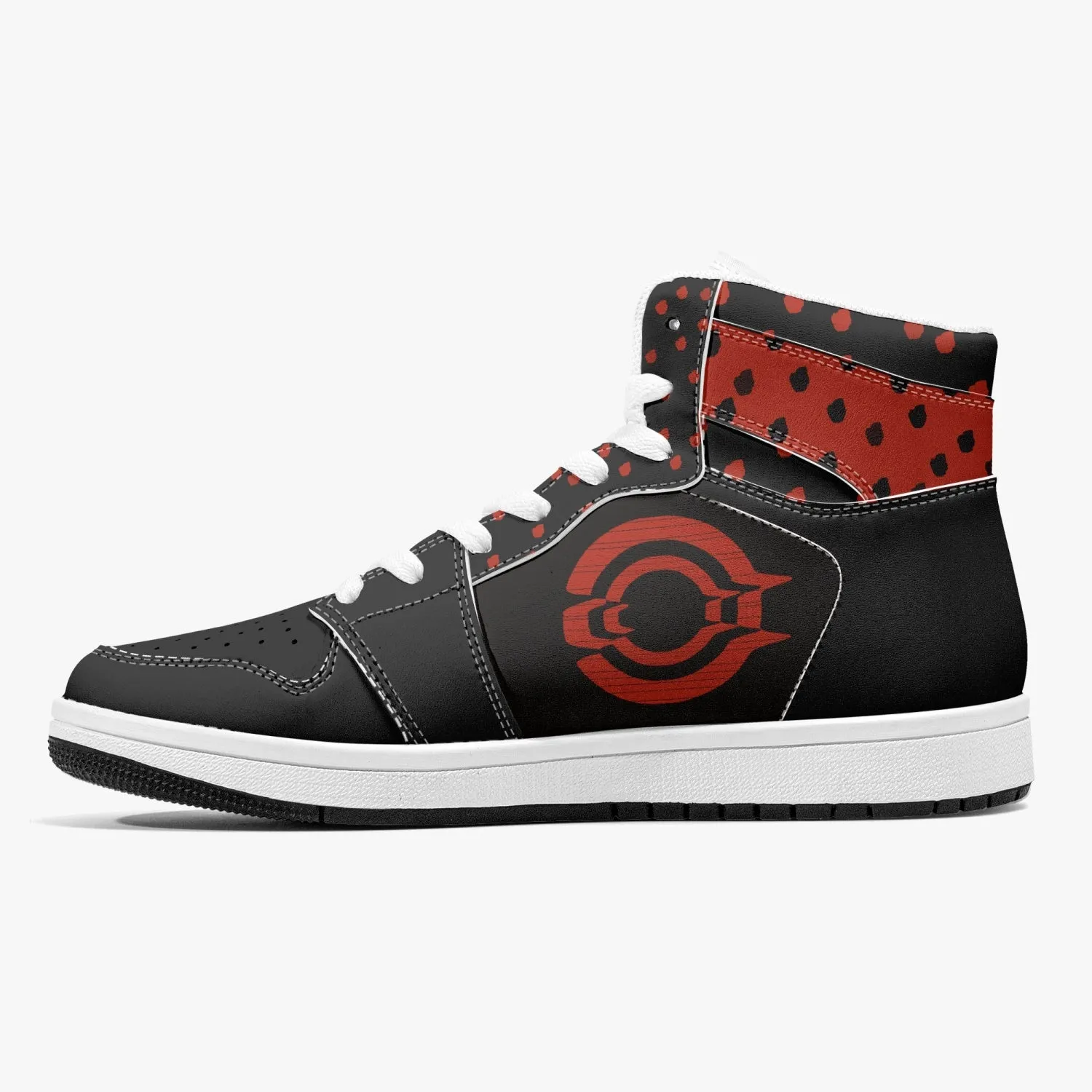 OOTAMAWAE Original Brand High-Top Leather Sneakers - Black $ Red Dots