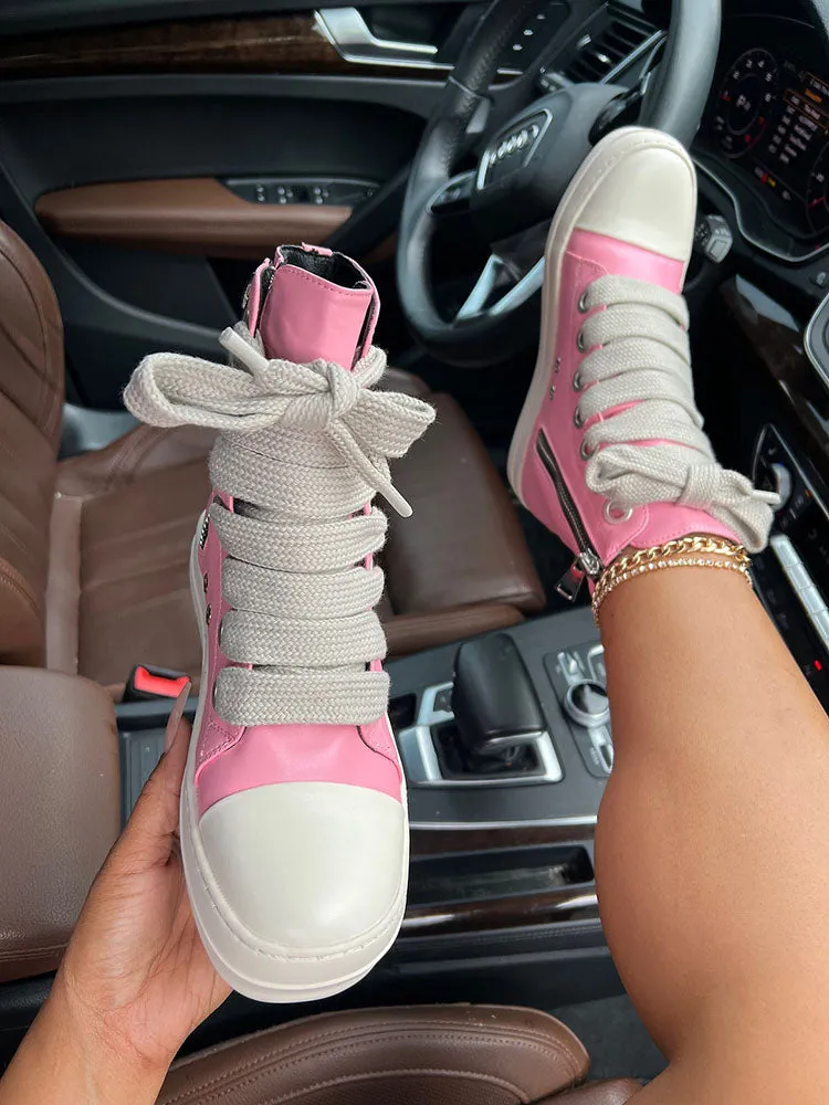 PU High-Top Sneakers