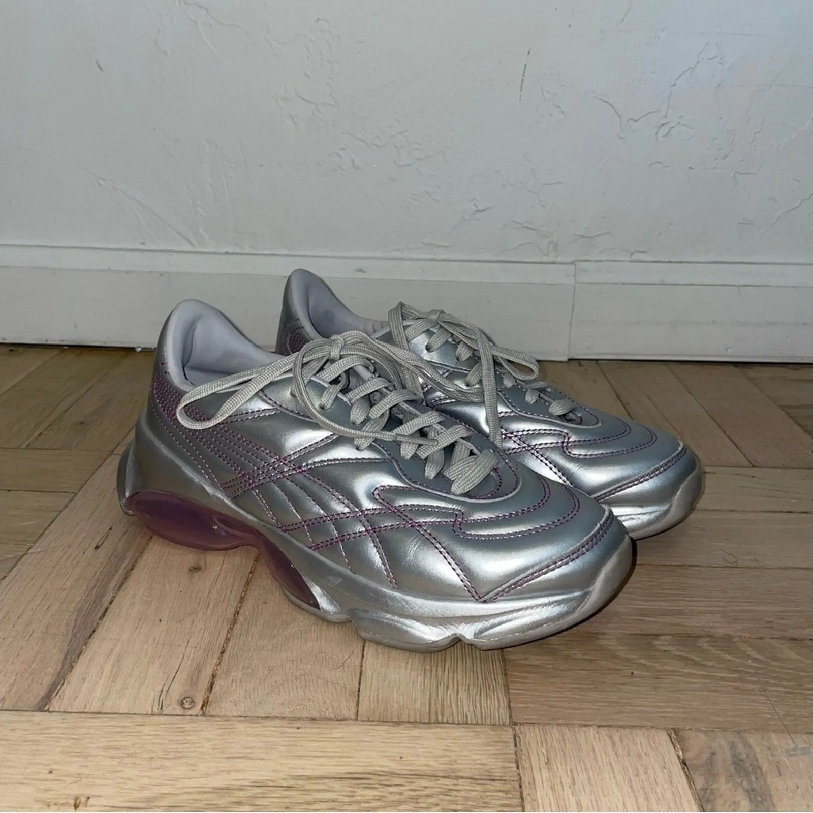 Puma x Dua Lipa Cell Dome Silver Metallic Chunky Sneakers (W8)