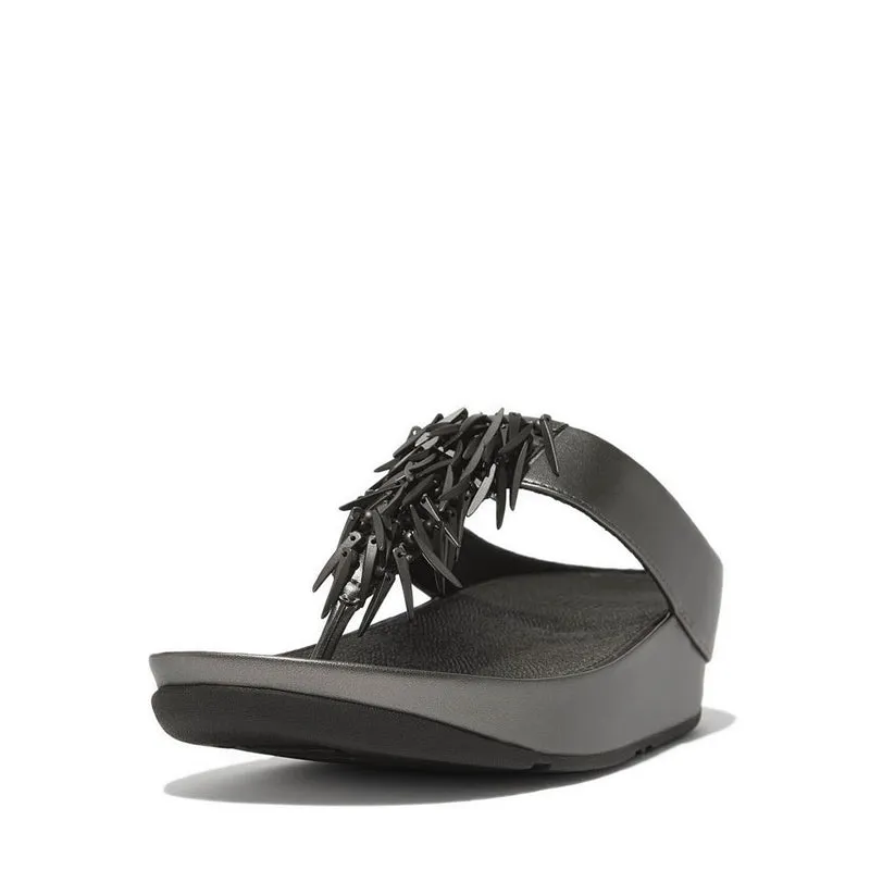 RUMBA BEADED METALLIC TOE-POST SANDALS