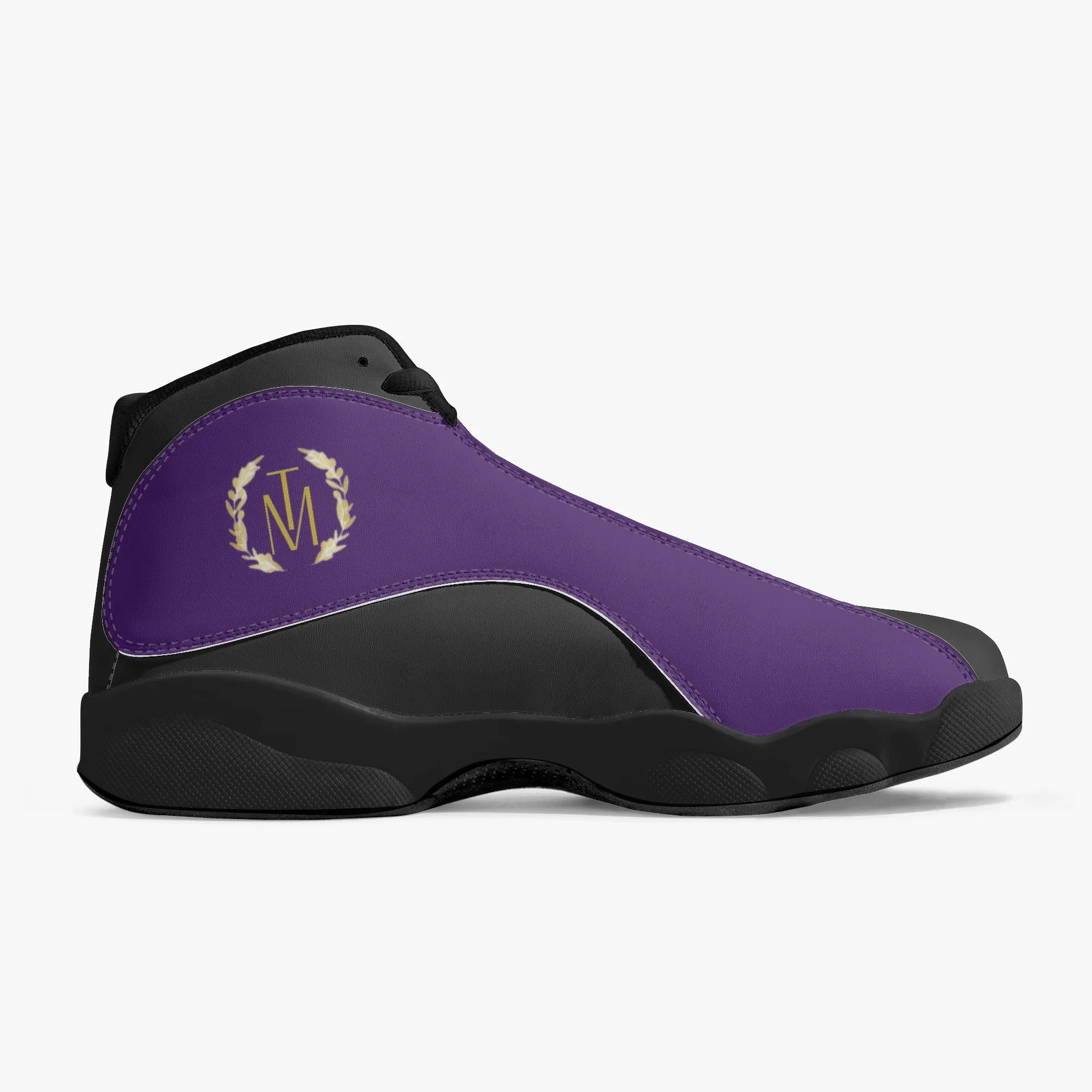 TM Purple & Black Sole High-Top Leather Basketball Sneakers (J-Edition)