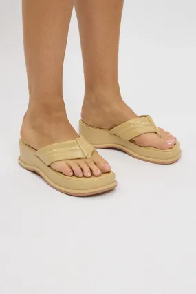 Yellow Toe Post Wedge Sandals